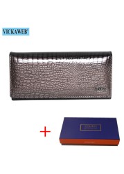 Women's Genuine Leather Magnetic Clip Wallet Fashion Long Wallet Card Holder Free Gift