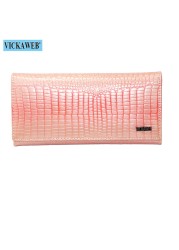 Women's Genuine Leather Magnetic Clip Wallet Fashion Long Wallet Card Holder Free Gift