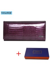 Women's Genuine Leather Magnetic Clip Wallet Fashion Long Wallet Card Holder Free Gift