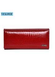 Women's Genuine Leather Magnetic Clip Wallet Fashion Long Wallet Card Holder Free Gift