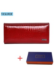 Women's Genuine Leather Magnetic Clip Wallet Fashion Long Wallet Card Holder Free Gift