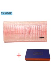 Women's Genuine Leather Magnetic Clip Wallet Fashion Long Wallet Card Holder Free Gift