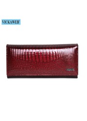 Women's Genuine Leather Magnetic Clip Wallet Fashion Long Wallet Card Holder Free Gift