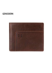 GENODERN New Rfid Bifold Mens Wallets Business Men's Wallet Male With Coin Pocket Portomonee Card Holder Photo Holder Small Wallet