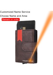 DIENQI - Leather & Leather Business Card Holder for Men with Rfid Lock, Pocket Case, Smart Wallet