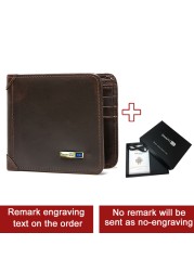 Smart Anti-lost Wallets Bluetooth Compatible Tracker Genuine Leather Men Wallet Card Holder Short Wallet Thin Free Emboss