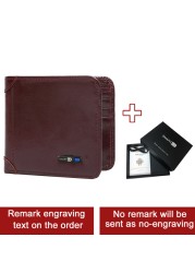 Smart Anti-lost Wallets Bluetooth Compatible Tracker Genuine Leather Men Wallet Card Holder Short Wallet Thin Free Emboss