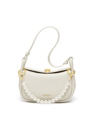 Elegant Women's Underarm Bag Shoulder Bags Pearl Decoration Fashion Trendy Luxury Designer Cowhide Female Handbags