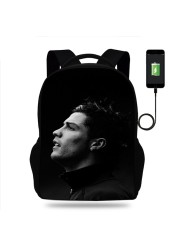 Cristiano Ronaldo - Multifunctional Backpack for Men and Women, Laptop Backpack with USB, School Travel Bag for Teenagers