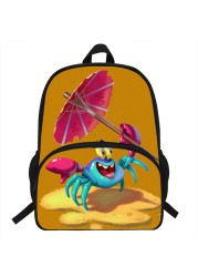 16 Inch Crab Print Backpack, for Teenagers, Boys, Kids, Students, School, Laptop, Travel Bag