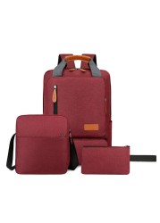 Men's 3-Sets Large Capacity Business Laptop Backpack Teenagers Schoolbags Travel Sports Casual School Bags Pack For Male Female