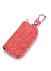 Fashion Genuine Leather Car Key Bag Unisex Crocodile Print Zipper Top Quality Cow Split Key Organizer Purse