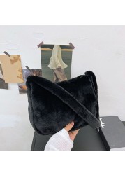 New fall winter soft plush shoulder bag for women 2021 cherry print underarm bag ladies furry fluffy handbags and purses