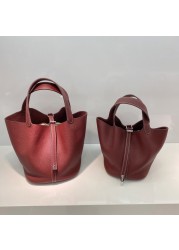 bags for women 2021 designer genuine leather luxury cowhide shoulder bucket bag classic daily hand bag elegant lady handbag