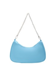 Fashion Young Women's Purses Handbag Solid Color Casual Small Underarm Bag Female Chain Shoulder Pouch Ladies Nylon Top-handle Bags