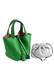 100% Cow Leather Tote Bag for Women, Genuine Leather Ladies Bucket Handbag Vintage Luxury Fashion Bag Leather Handbags Sac