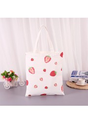 Canvas Bag Women Shoulder Bags 2022 Girls Shopper Bags Cute Cartoon Simple Print Foldable Washable Reusable Eco Tote Bag