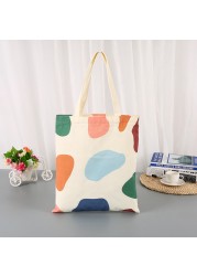 Canvas Bag Women Shoulder Bags 2022 Girls Shopper Bags Cute Cartoon Simple Print Foldable Washable Reusable Eco Tote Bag