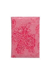 Hot Sale Red 3D Embossed Rose PU Leather Women Passport Holder Embossing Passport Cover Credit Card ID Bag