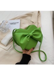 HOCODO Heart Shaped Crossbody Bags For Women Bow-knot Shoulder Bag Woman Summer Cute Ladies Purse PU Leather Women Bags