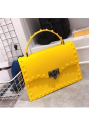 luxury handbags women bags designer jelly bag fashion vintage woman shoulder bag 2021 pvc rivet handbags