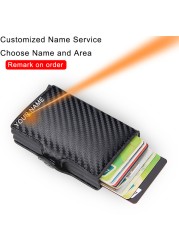 DIENQI- Genuine Leather Anti-Rfid Card Holder for Men Simple Male Wallet Aluminum Metal Card Holder