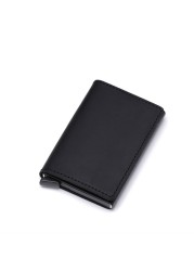 DIENQI Genuine Leather Skin RFID Credit Card Holder Metal Men Wallets 2022 Badge Pilot Card Holder Mini Card Wallet