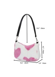 Women's Classic Plush Underarm Shoulder Bag Ladies Autumn Winter Large Capacity Tote Pouch For Shopping Decor