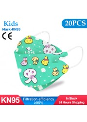 Kids KN95 Masks Fpp2 Certified Dustproof Breathable Mask Kids Masks Mascarillas fpp2 Niños Masque Enfant Jetable ffp2masque