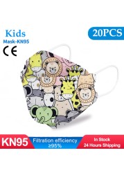 Kids KN95 Masks Fpp2 Certified Dustproof Breathable Mask Kids Masks Mascarillas fpp2 Niños Masque Enfant Jetable ffp2masque