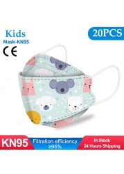 Kids KN95 Masks Fpp2 Certified Dustproof Breathable Mask Kids Masks Mascarillas fpp2 Niños Masque Enfant Jetable ffp2masque