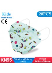 Kids KN95 Masks Fpp2 Certified Dustproof Breathable Mask Kids Masks Mascarillas fpp2 Niños Masque Enfant Jetable ffp2masque