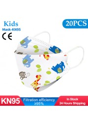 Kids KN95 Masks Fpp2 Certified Dustproof Breathable Mask Kids Masks Mascarillas fpp2 Niños Masque Enfant Jetable ffp2masque