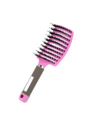 Scalp Massage Comb For Women, Bristles And Nylon, For Wet Or Curly Hair, Detangling Hair, For Hairdressing Salon