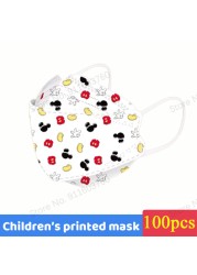 Disney Children KN95 Face Mask Anime Mickey Cartoon Cute 4-layers Breathable for 4-12 Years FFP2 Mouth Mascarillas 10pcs/bag