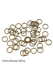 50pcs Mix Color Hair Braid Dreadlock Beads Cuffs Rings Tube Accessories Opening Hoop Circle 10-12mm Inner Hole Hair Rings