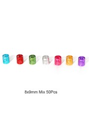 50pcs Mix Color Hair Braid Dreadlock Beads Cuffs Rings Tube Accessories Opening Hoop Circle 10-12mm Inner Hole Hair Rings