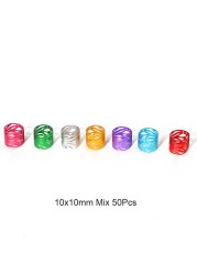 50pcs Mix Color Hair Braid Dreadlock Beads Cuffs Rings Tube Accessories Opening Hoop Circle 10-12mm Inner Hole Hair Rings