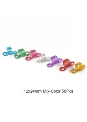 50pcs Mix Color Hair Braid Dreadlock Beads Cuffs Rings Tube Accessories Opening Hoop Circle 10-12mm Inner Hole Hair Rings