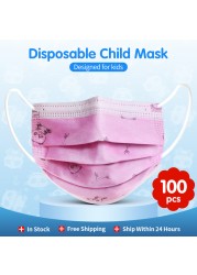 50/100pcs Cartoon Children Face Masks 3 Layer Disposable Mouth Flex Soft Breathable Cute Hygiene Kids Face Mask for Child