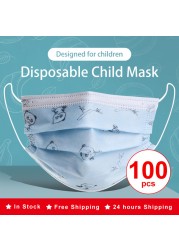 50/100pcs Cartoon Children Face Masks 3 Layer Disposable Mouth Flex Soft Breathable Cute Hygiene Kids Face Mask for Child