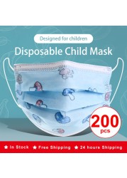 50/100pcs Cartoon Children Face Masks 3 Layer Disposable Mouth Flex Soft Breathable Cute Hygiene Kids Face Mask for Child