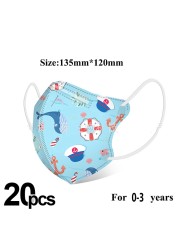 Kids KN95 Mask Girls Boys Children Face Masks Anti-Dust 0-3 Years Old Baby 4 Layers Fabric 3D Cartoon Baby Face Mouth Mask ffp2fan