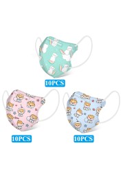 Kids KN95 Mask Girls Boys Children Face Masks Anti-Dust 0-3 Years Old Baby 4 Layers Fabric 3D Cartoon Baby Face Mouth Mask ffp2fan