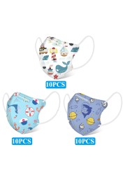 Kids KN95 Mask Girls Boys Children Face Masks Anti-Dust 0-3 Years Old Baby 4 Layers Fabric 3D Cartoon Baby Face Mouth Mask ffp2fan