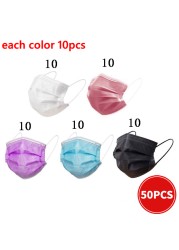 Disposable masks colorful masks mascarillas quiurgicas homology adas black non-woven face masks 3 layer adult mouth caps mascara mask