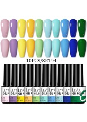 LILYCUTE 10pcs Gel Nail Polish Set With UV Lamp Nude Gel Semi Permanent Hybrid Varnish Base Top Coat Soak Off UV LED Nail Art