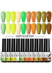 LILYCUTE 10pcs Gel Nail Polish Set With UV Lamp Nude Gel Semi Permanent Hybrid Varnish Base Top Coat Soak Off UV LED Nail Art