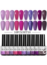 LILYCUTE 10pcs Gel Nail Polish Set With UV Lamp Nude Gel Semi Permanent Hybrid Varnish Base Top Coat Soak Off UV LED Nail Art