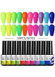 LILYCUTE 10pcs Gel Nail Polish Set With UV Lamp Nude Gel Semi Permanent Hybrid Varnish Base Top Coat Soak Off UV LED Nail Art